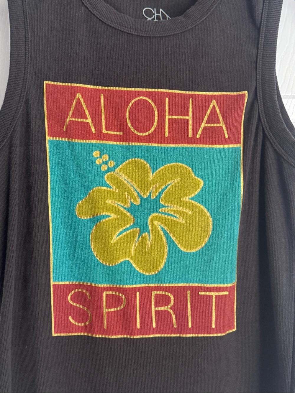 Aloha Spirit ribbed graphic tank top, Anthropologie x Chaser collaboration - Picture 5 of 8